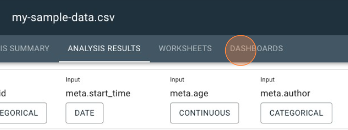click dashboard tab