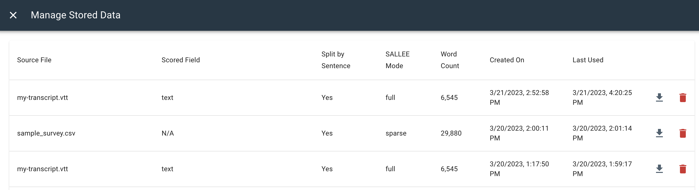 manage stored data